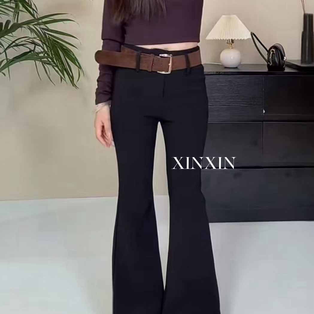 XINXIN欣欣-高弹加厚不加绒休闲裤(配腰带)(小个子款)8652小黑裤