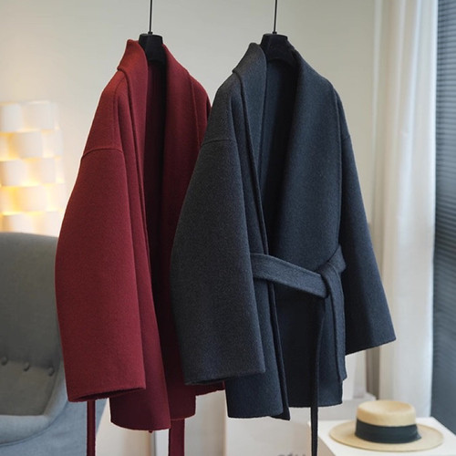 TOO家-女呢子外套秋冬羊毛外套(配腰带)（含100澳毛）25091388561