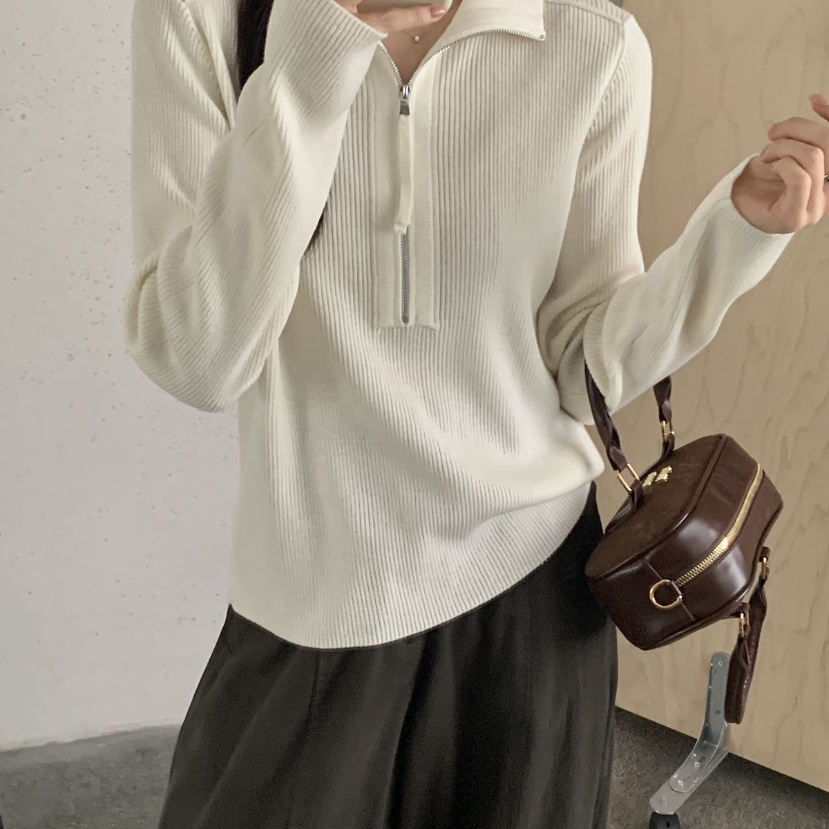 MUUTIS牧缇-半拉链运动舒适超细羊毛针织衫(含30.7绵羊毛)gkq5202