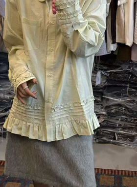 MI NI-秋上新重工木耳边休闲衬衫60940