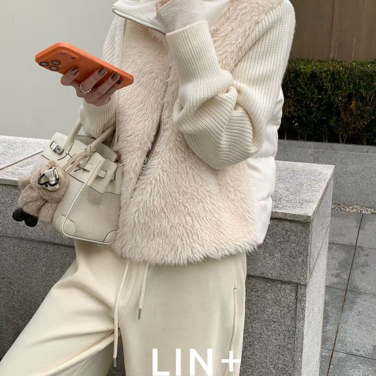 LIN+  -上新～袖口元宝针织拼接显瘦老钱气质保暖羽绒服外套JH226