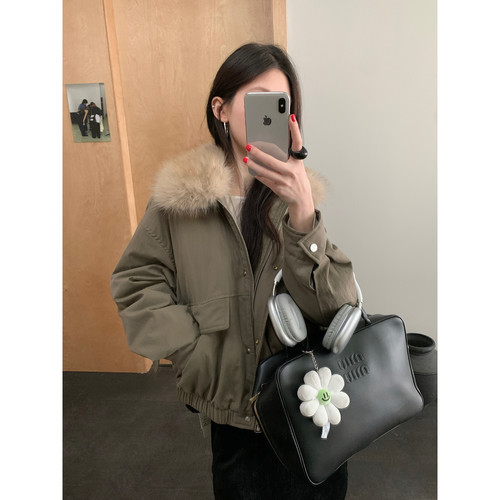 TABLE-热卖韩系复古毛领翻领宽松保暖派克服保暖羽绒服外套99501