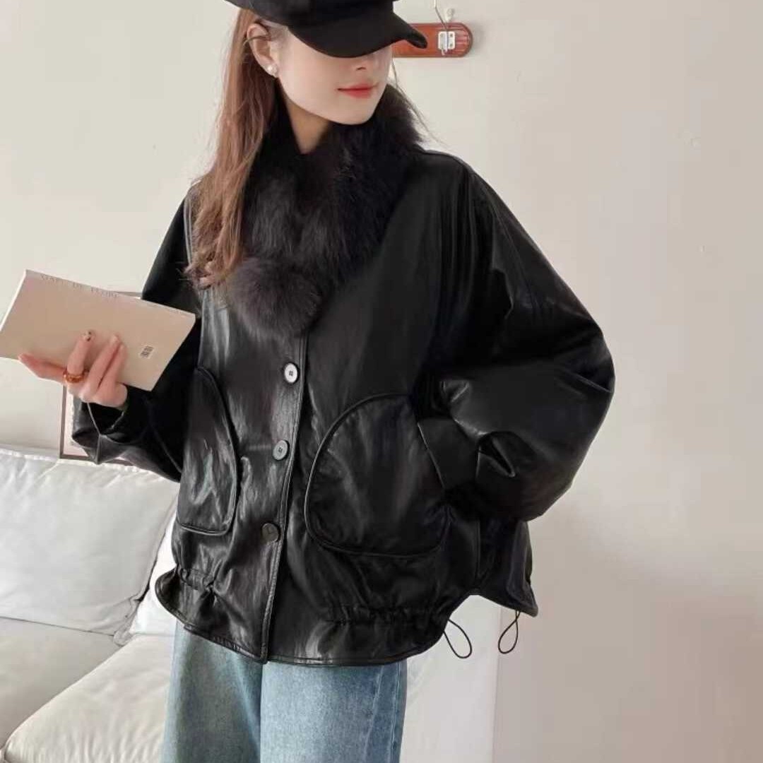 YUDUO工厂店-皮衣保暖羽绒服外套(配毛领狐狸毛真毛可拆卸)25980