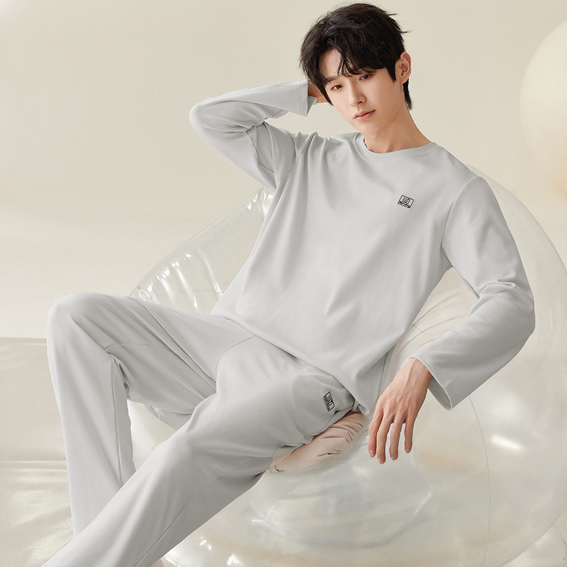 欧莉绮-+裤子秋冬休闲舒适男士大码可外穿睡衣套装(L4XL)MM-66974