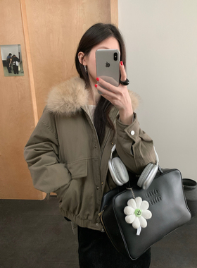 TABLE-热卖韩系复古毛领翻领宽松保暖派克服保暖羽绒服外套99501