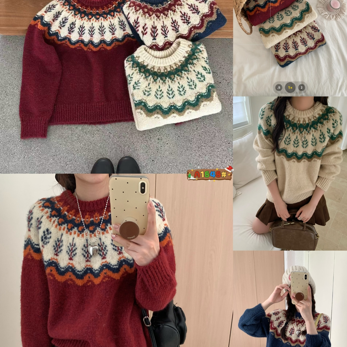 HEY BELLA-岛复古提花厚实节日氛围感十足时髦慵懒百搭毛衣A1848