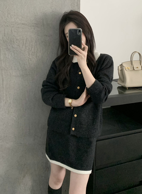 grapestone 葡萄籽-女人小香套装针织衫+半身裙套装（含7羊毛）16