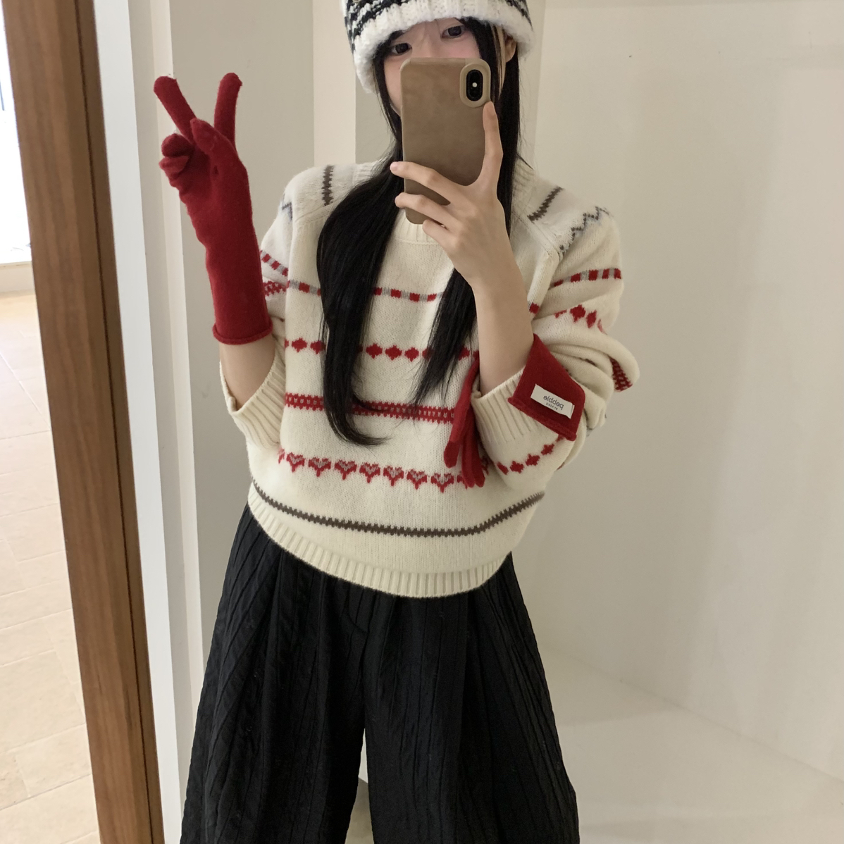 SHEEP.-韩系全毛复古横条费尔岛保暖毛衣（含100羊毛）6388627