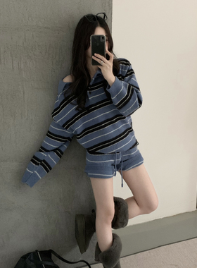 grapestone 葡萄籽-松显白毛衣+休闲短裤套装（含25马海毛）pt057