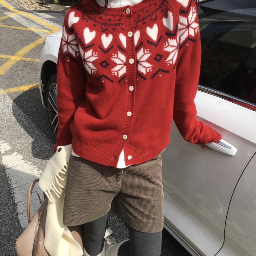 Hand made-圆领宽松长袖保暖毛衣（含100羊毛）(领标随机)YS1-H21