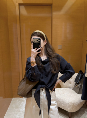 EASE-26年早春系带百搭纯色小衫E26A6018