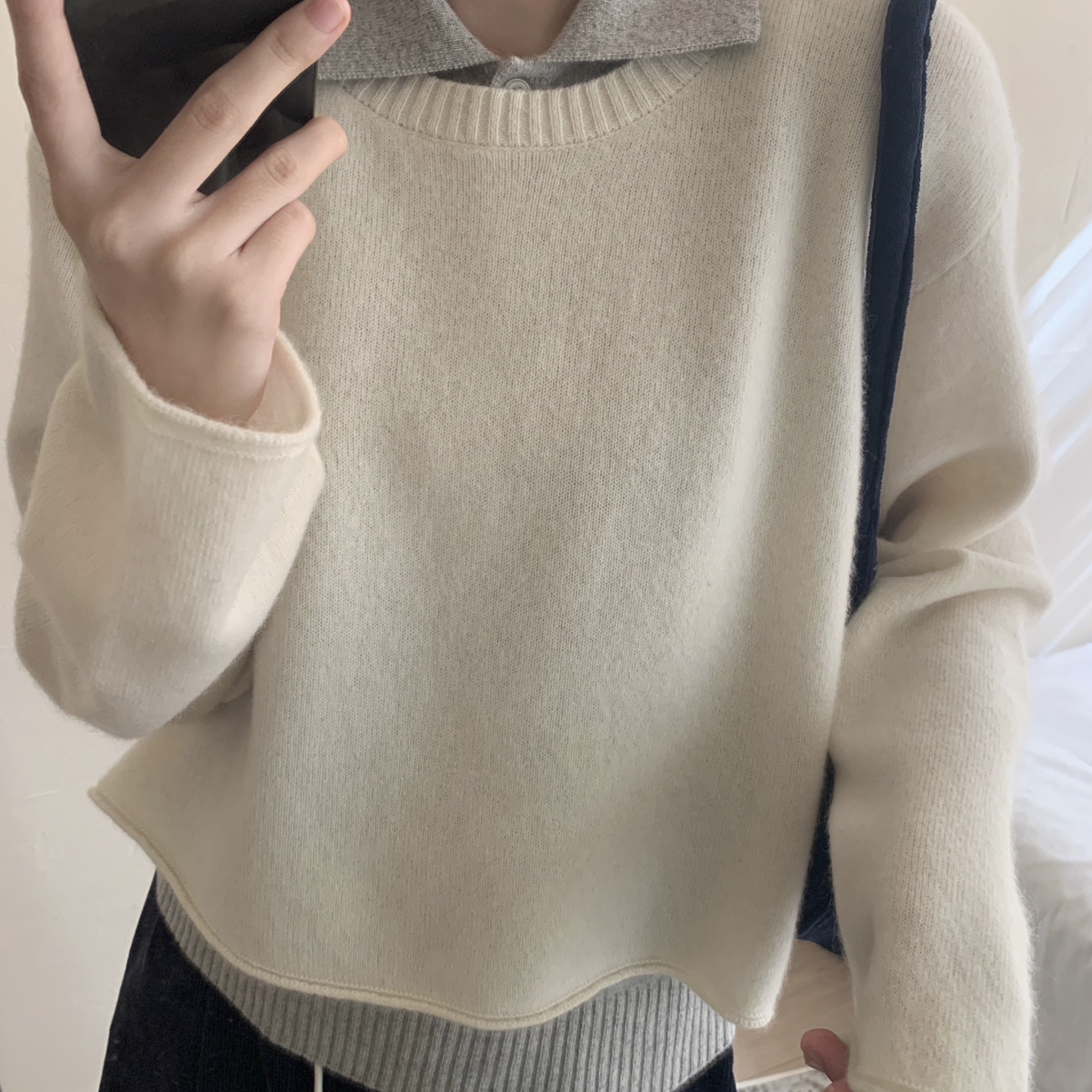 MUUTIS牧缇-日常通勤两件套翻领贝熊绒针织衫(含75绵羊毛)ZHF301