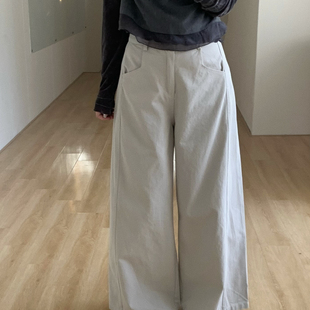 Flower & April-子2026年春季新款时尚简约气质阔腿牛仔裤170107