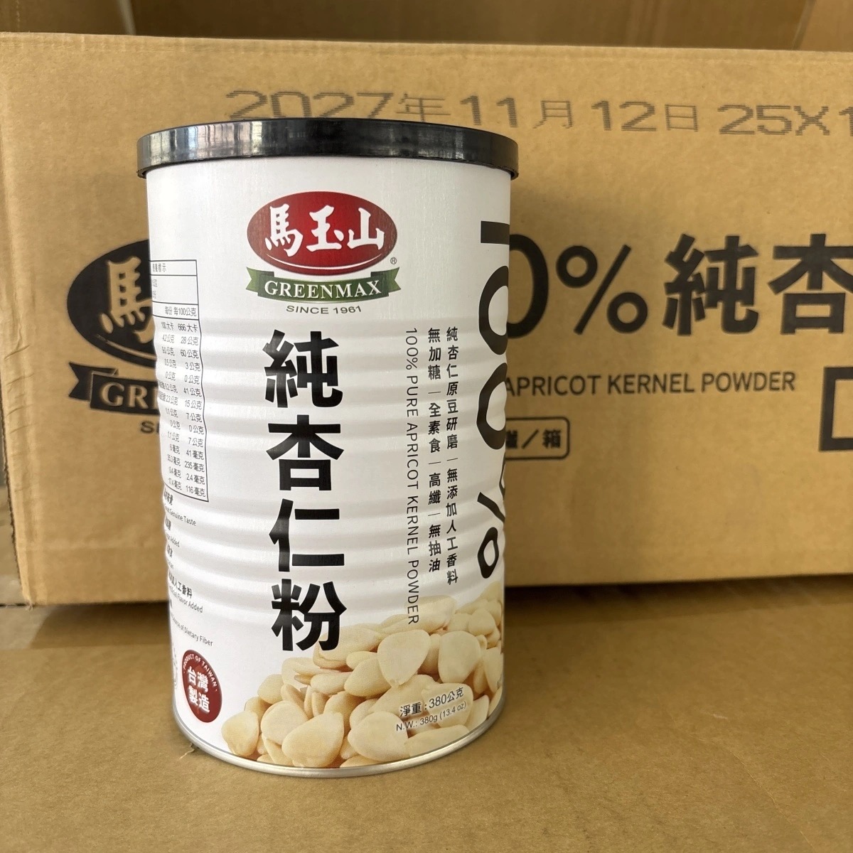 台湾马玉山纯杏仁粉380g罐装高纤营养早餐全素食无任何添加无蔗糖