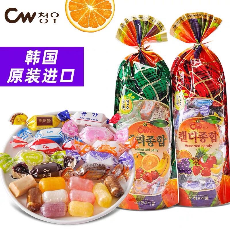 韩国进口零食青佑牌综合硬糖软糖水果口味零食婚庆糖果节日年货