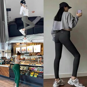 现货 lulu瑜伽裤女运动健身九分裤高腰裸感露露喇叭裤提臀紧身裤