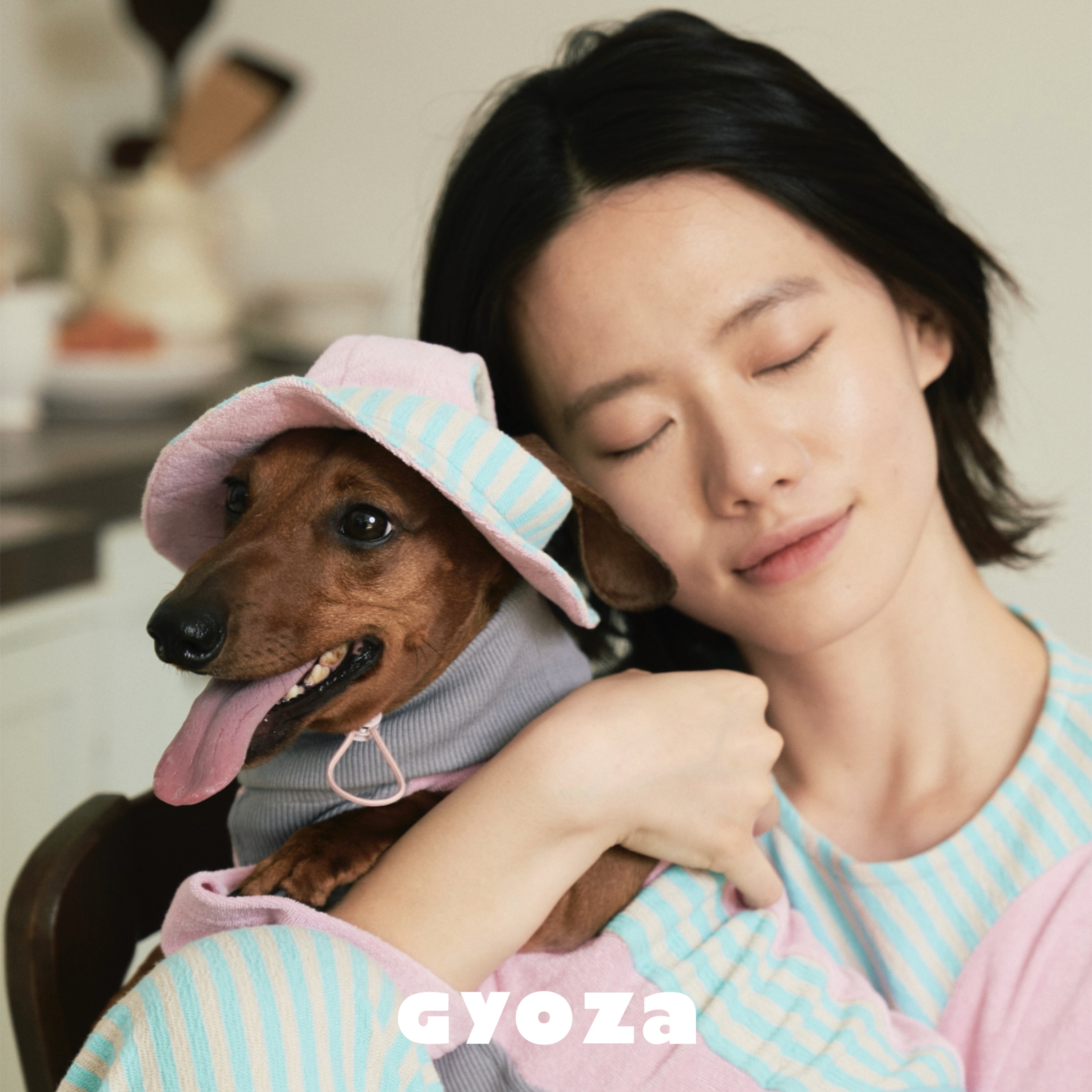 GYOZA条纹双色狗狗遮阳渔夫帽