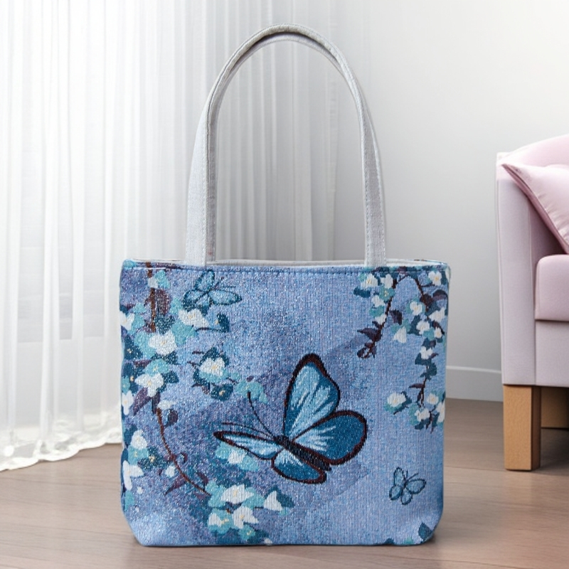 新款帆布包双面金丝提花绣女包时尚单肩包大容量百搭通勤包妈咪包