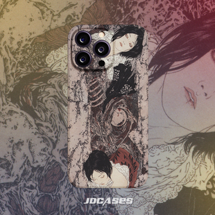 浮世绘暗黑怪诞哥特日式iphone15promax手机壳小众菲林壳防摔全包软壳安卓