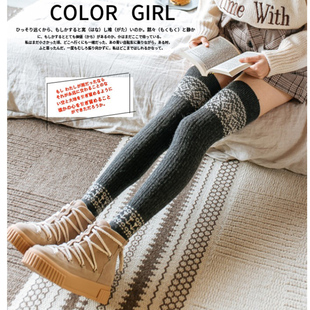 Anjali秋冬兔羊毛加厚半截长筒袜新款 护膝保暖高筒袜套护膝袜冬季