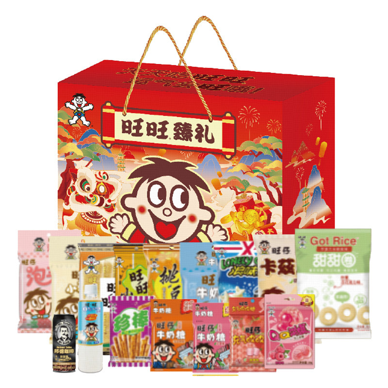 旺旺零食大礼包旺旺臻礼旺仔牛奶仙贝泡芙混合口味春节员工福利