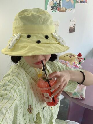 奈里 碎花小狗。防晒遮阳户外抽绳轻盈渔夫帽 回头率超高！