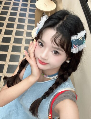奈里nicein独立设计 夏日多巴胺 牛仔蕾丝花边少女蝴蝶结bb夹边夹