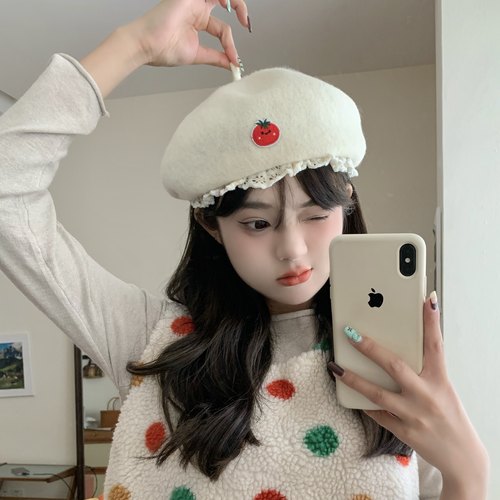 原创自留款 秋冬氛围100%羊毛 美拉德色系燕麦奶茶贝雷帽 超百搭~