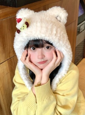 奈里原创樱桃小蛋糕毛绒小熊帽