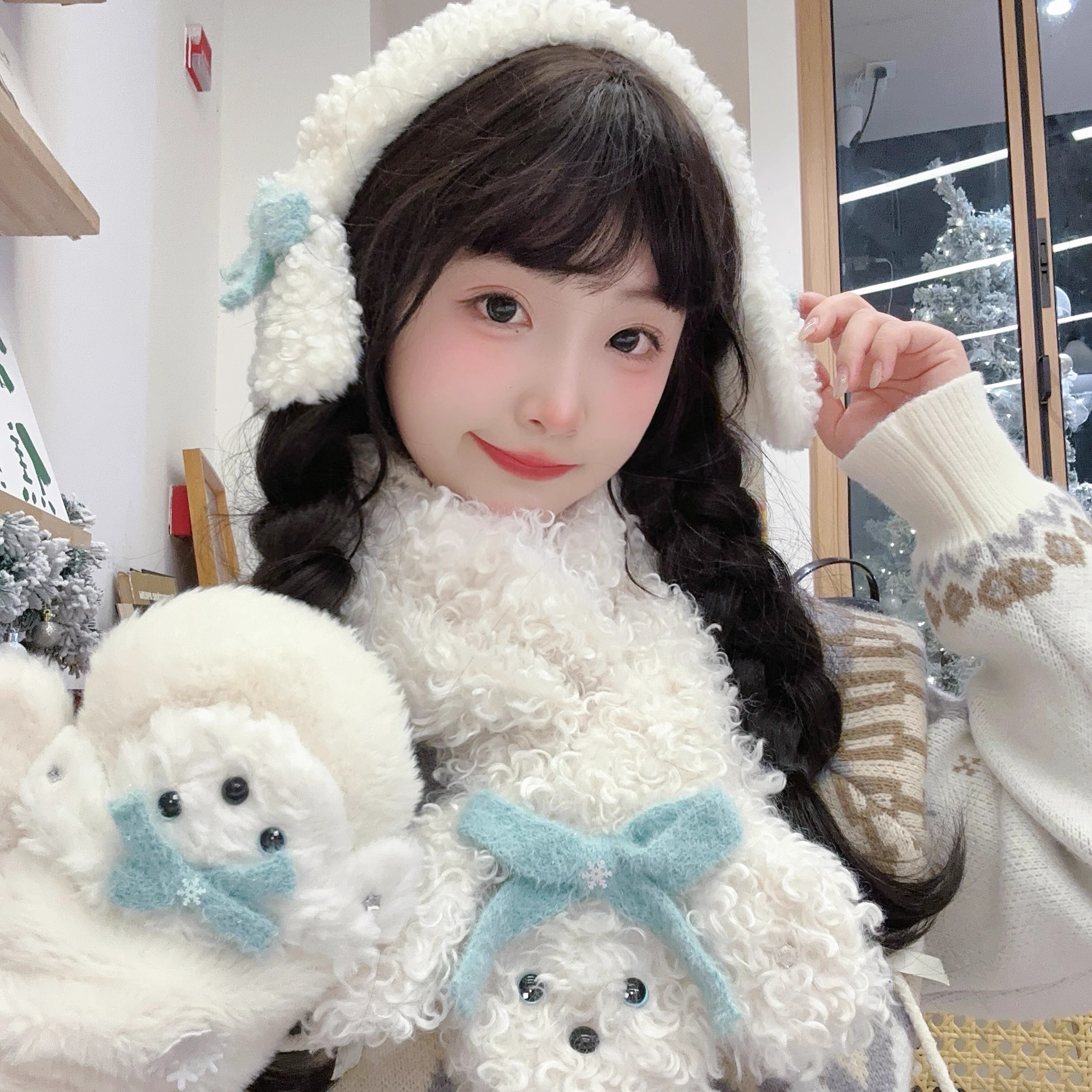 奈里nicein手套围巾保暖三件套