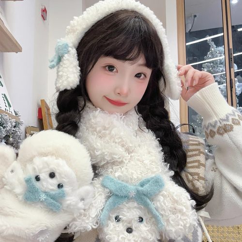 奈里nicein手套围巾保暖三件套