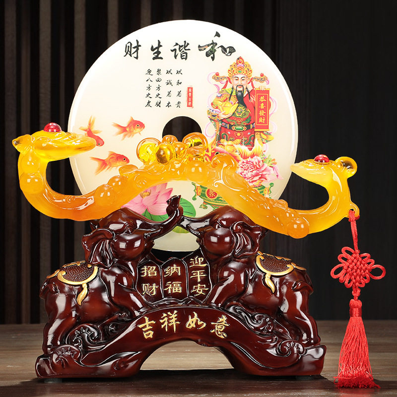 平安扣摆件家居商务会议礼品公司宗祠退休纪念品树脂工艺礼品