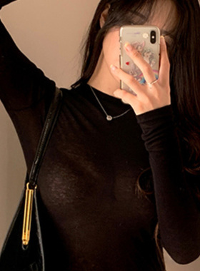 当天发 MISS WU 舒服到炸QU798柔软亲fu天丝羊毛薄款长袖T恤