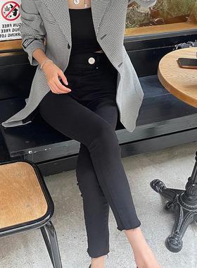 MISS WU 值得YE389巨显瘦一粒扣 高腰黑色小脚牛仔裤