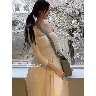 当天发 自制 LX153纯欲韩模感~性感女人味低领长款连衣裙