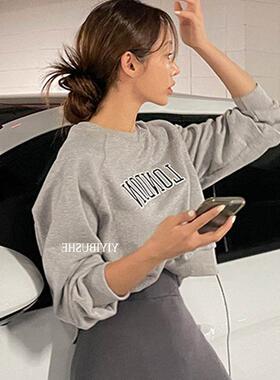 MISS WU MQ310减龄文艺范~气质休闲字母印花圆领套头卫衣ms