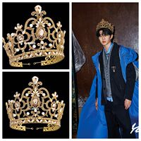 Fan Chengcheng's retro Japanese and Korean king's crown, prince's crown, men's beauty pageant, queen's award party headwear thumbnail 2