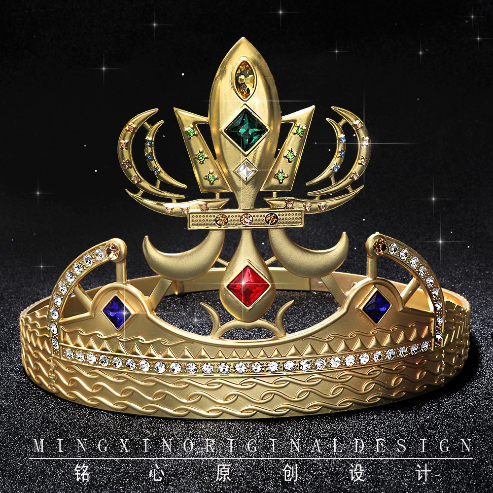 古埃及金属王族王冠男镶宝石复古国王皇冠女士选美表彰发饰可调节