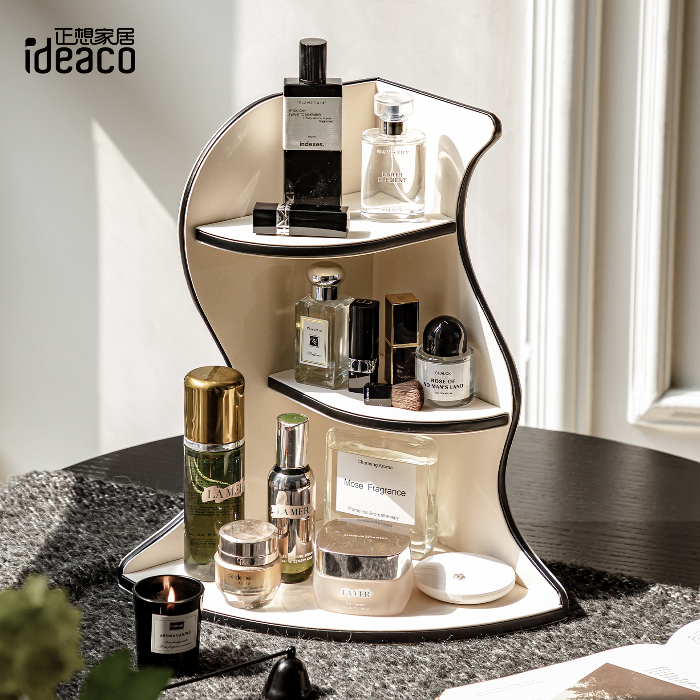 ideaco多层转角架多功能旋转置物架梳妆台卧室整理盒化妆品收纳盒