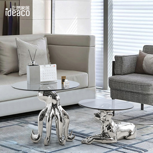 大型落地动物茶几摆件客厅沙发小圆桌家居装饰品狗狗艺术角几边几