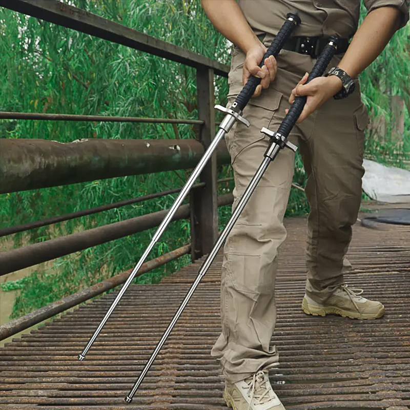 炫彩伸缩甩棍防身三节电镀战术甩棒防狼自卫装备车载自救装备