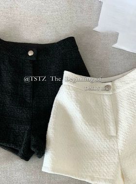 小香风高腰显瘦气质裤子A字毛呢外穿短裤女秋冬新款百搭休闲裤ins