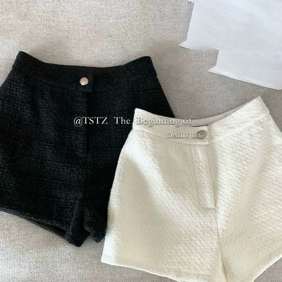 小香风高腰显瘦气质裤子A字毛呢外穿短裤女秋冬新款百搭休闲裤ins