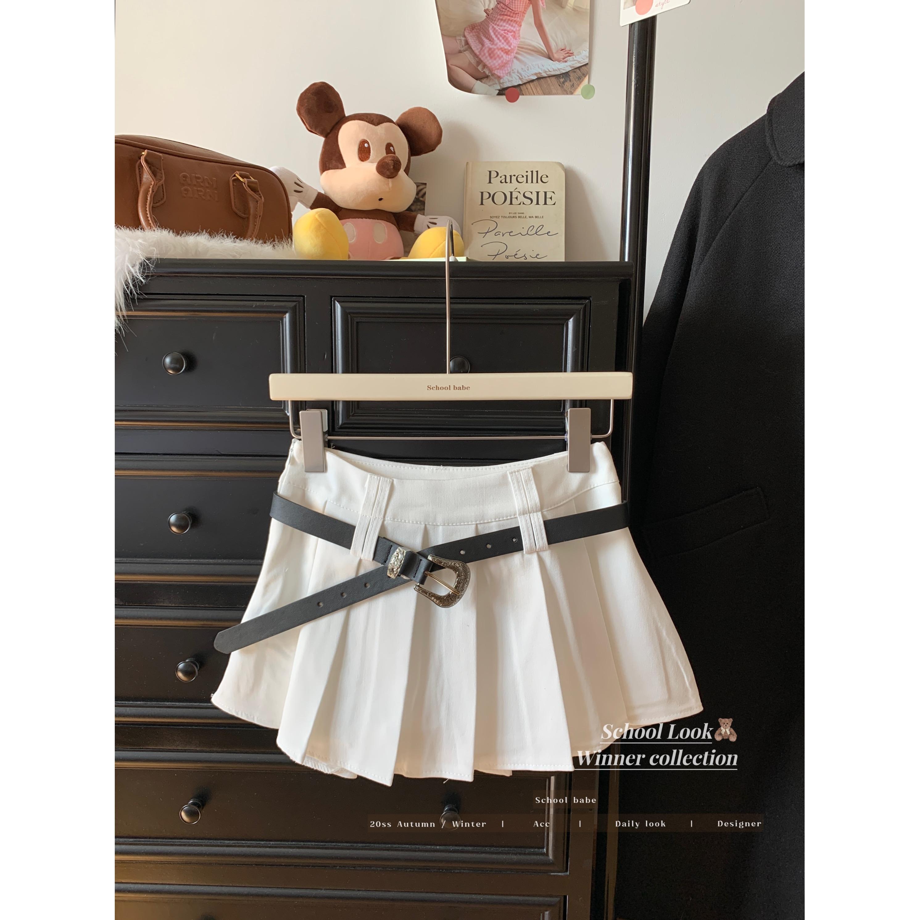 甜辣妹百褶半身裙女春季小个子高腰显瘦A字裙防走光时尚百搭短裙