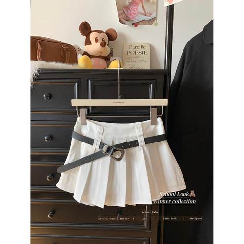 甜辣妹百褶半身裙女春季小个子高腰显瘦A字裙防走光时尚百搭短裙