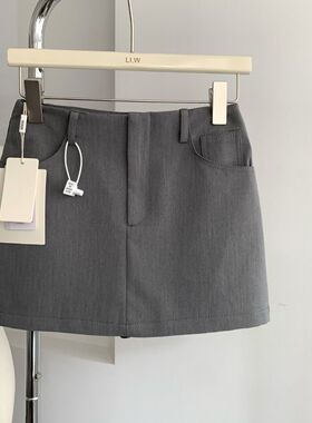 灰色西装半身裙女休闲显瘦夏季新款气质a字裙设计感时尚百搭短裙