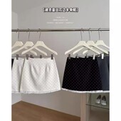 蕾丝拼接复古波点半身裙女夏季 新款 防走光高腰包臀裙百搭A字短裙