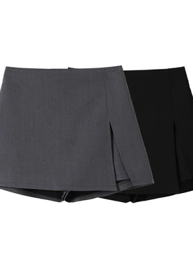 黑色高腰开叉西装半身裙女春季显瘦时尚百搭包臀裙防走光a字短裙