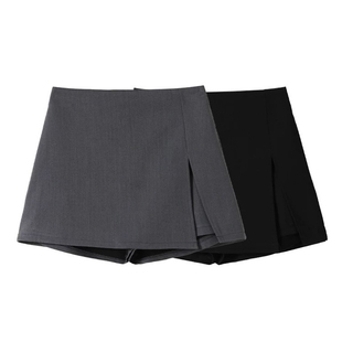 黑色高腰开叉西装半身裙女春季显瘦时尚百搭包臀裙防走光a字短裙