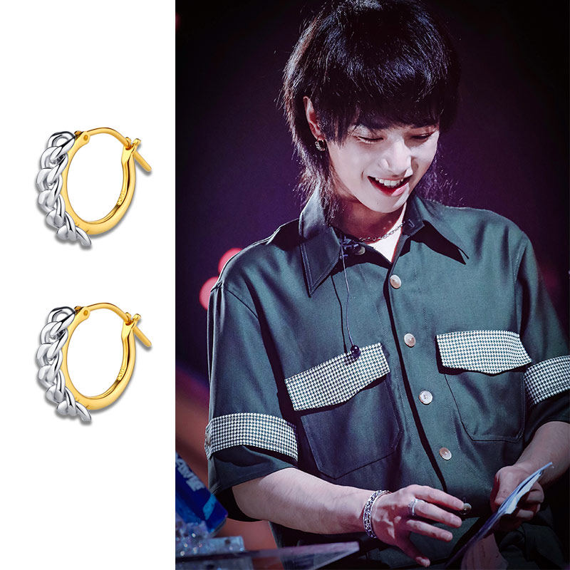 花花明日之子2第6期华晨宇明星同款耳环抖音微讯耳金圈钉银链饰品,饰品/流行首饰/时尚饰品新,耳环,淘宝优惠券,粉丝福利购,淘宝优惠卷